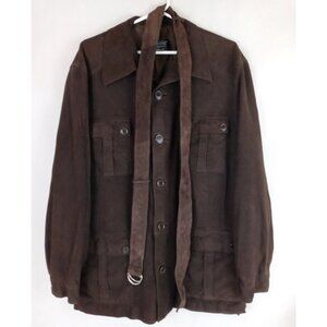 Bernini Platinum Women's Soft Brown 100% Genuine Leather Coat With Belt Large